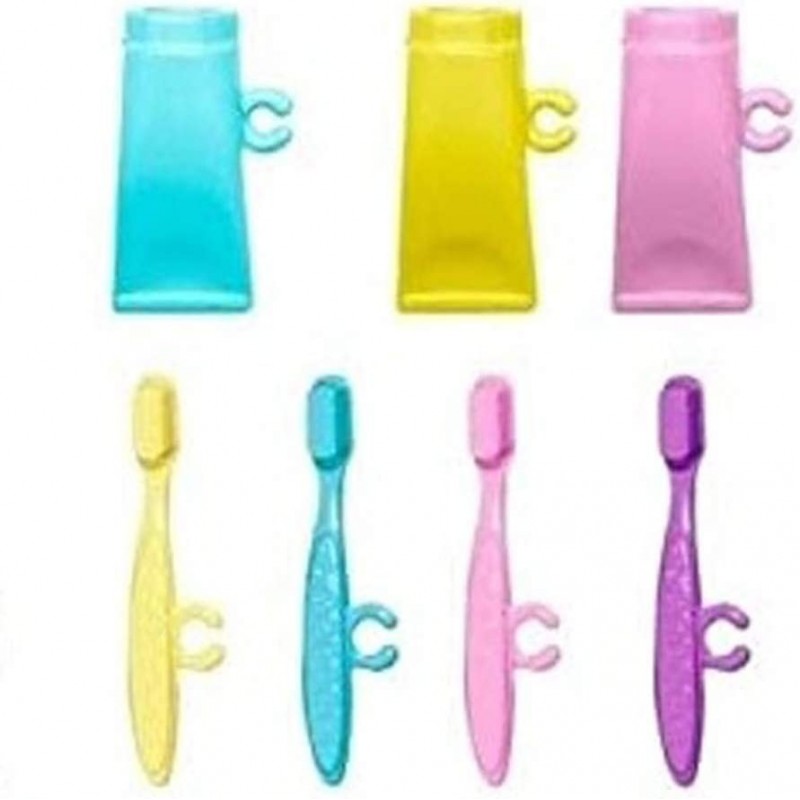 Replacement Parts for Barbie 3-in-1 DreamCamper Vehicle Playset - GHL93 - Bag of 4 Toothbrushes and 3 Lotions Pink Yellow Blu...