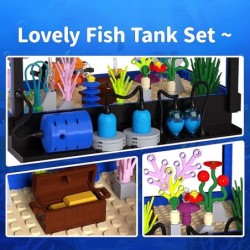 Fish Tank Building Block Set Lighting Aquarium Sets Including Marine Life a Submarine and a Treasure Chest Building Block Toy...