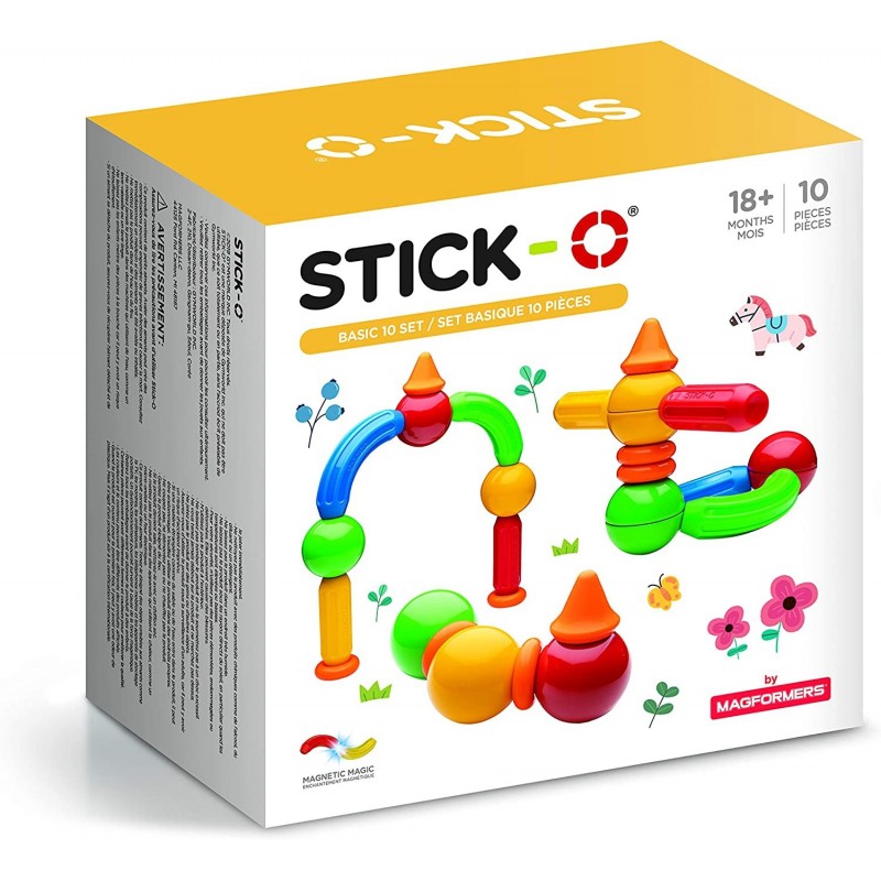 Stick-O Basic 10 Piece Magnetic Building Set Rainbow Colors Educational STEM Construction Toy Ages 18M+ $45.75 Toy Magnetic B...