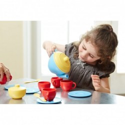 Tea Set Blue/Red/Yellow - 17 Piece Pretend Play Motor Skills Language & Communication Kids Role Play Toy. No BPA phthalates P...