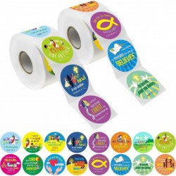 1200 Christian Prayer Faith Bible Verse Stickers in 16 Designs with Perforation Line (Each Measures 1.5" in Diameter) $18.35 ...