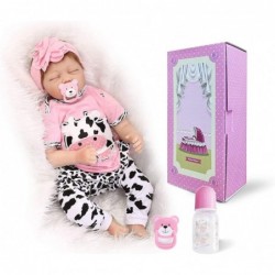 22Inches Reborn Baby Dolls Girl Realistic Silicone Vinyl Baby Doll Sleeping Real Life Weighted Newborn Babies Dolls with Clos...