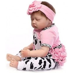 22Inches Reborn Baby Dolls Girl Realistic Silicone Vinyl Baby Doll Sleeping Real Life Weighted Newborn Babies Dolls with Clos...