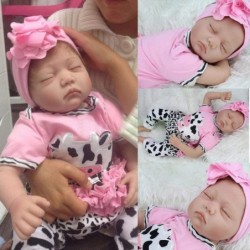 22Inches Reborn Baby Dolls Girl Realistic Silicone Vinyl Baby Doll Sleeping Real Life Weighted Newborn Babies Dolls with Clos...