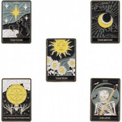 Hofar Tarot Card Enamel Brooch Pin Set Divination Lapel Pins Accessory for Backpacks Badges Hats Bags Fashion Cartoon Daily L...