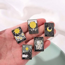 Hofar Tarot Card Enamel Brooch Pin Set Divination Lapel Pins Accessory for Backpacks Badges Hats Bags Fashion Cartoon Daily L...