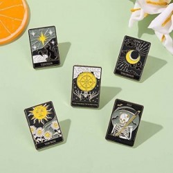 Hofar Tarot Card Enamel Brooch Pin Set Divination Lapel Pins Accessory for Backpacks Badges Hats Bags Fashion Cartoon Daily L...