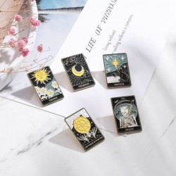 Hofar Tarot Card Enamel Brooch Pin Set Divination Lapel Pins Accessory for Backpacks Badges Hats Bags Fashion Cartoon Daily L...