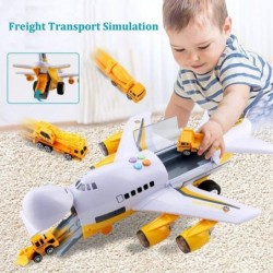 Large Airplane Toy with 6 Construction Trucks Set 32.6x22.4 Inch Play Mat 11 Road Signs 9 in 1 Vehicle Car Toys for 3 Year Ol...