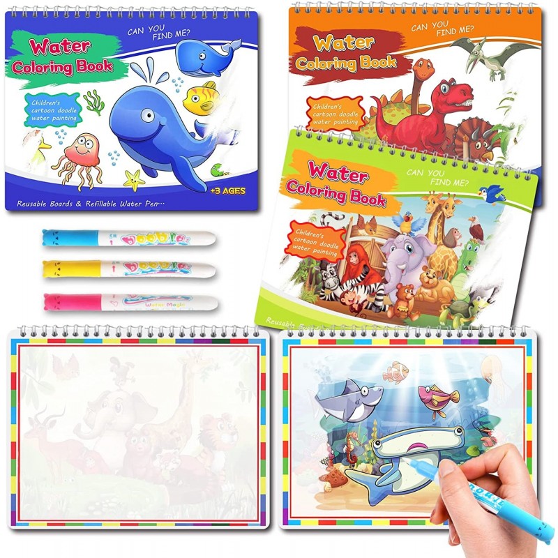 Paint with Water Books Water Coloring Books for Toddlers Road Trip Essentials Kids Travel Toys for Toddlers 1-3 Car Activitie...