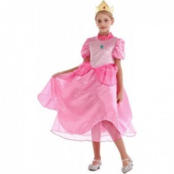 Princess Peach Costume Dress for Girls Birthday Party Outfit Gift Kids Halloween Party Dress up with Crown $61.39 Kids' Costumes