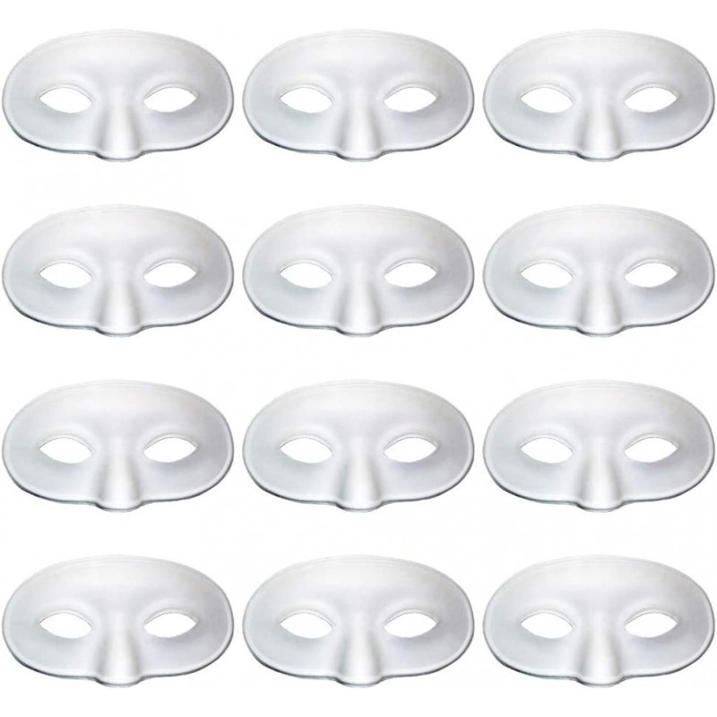 White Mask 12 Pcs Halloween Mask White DIY Mask Plain Mask White Mask Paper Full Face Opera Masquerade Mask $22.72 Kids' Dres...