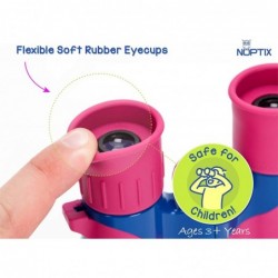 Kids Binoculars girls or boys Real Binoculars in vibrant Pink and Blue - for ages 3 to 14 - includes Sticker Book of 40 Birds...