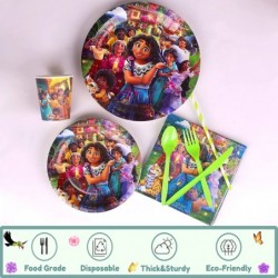 135Pcs Magic Movie Birthday Party Supplies for Kids Princess Theme Decoration Tablewares Set Include Plates Forks Knives Stra...