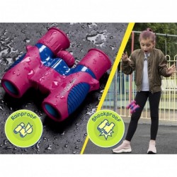 Kids Binoculars girls or boys Real Binoculars in vibrant Pink and Blue - for ages 3 to 14 - includes Sticker Book of 40 Birds...