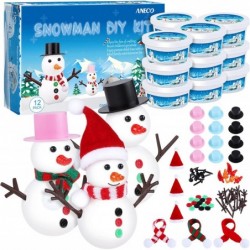 12 Pack Christmas Snowman DIY Craft Build Snowman Craft Kit Christmas Decoration Air Dry Modeling Clay Winter Gift Game for H...