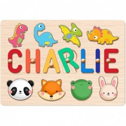 Name Puzzle for Kids Personalized Baby Gifts with Engraved Text on Back Baby 1st Birthday Gifts for Girl and Boy Wooden Puzzl...