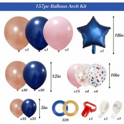 157pcs Blue and Pink Balloon Arch Garland Kit Gender Reveal Balloon Navy Blue Rose Gold Pink and Confetti Latex Balloons with...