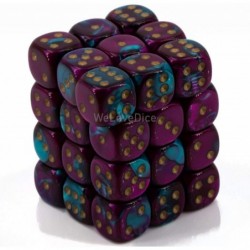 Dice D6 Sets: Gemini Purple & Teal with Gold - 12Mm Six Sided Die (36) Block of Dice $20.73 Game Accessories