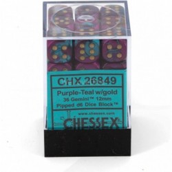 Dice D6 Sets: Gemini Purple & Teal with Gold - 12Mm Six Sided Die (36) Block of Dice $20.73 Game Accessories