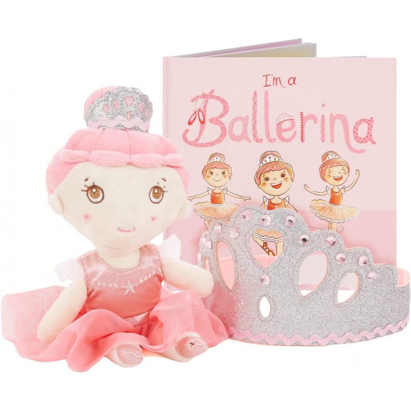 Tickle & Main Ballerina Princess Gift Set- Includes Book Ballerina Doll Toy and Tiara Crown for Little Girls. Great for Birth...