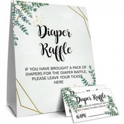 Diaper Raffle Tickets and Sign Baby Shower Games Decorations Party Favors For Baby Showers – 1 Sign 50 Cards per Pack(DIAPER-...