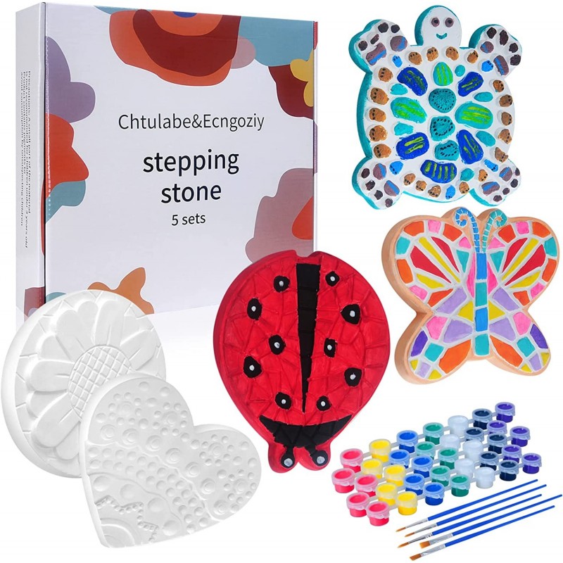 Stepping Stones 5 Piece Set Kids Crafts Crafts for Kids ages4-8-Crafts for Boys Girls 8-12 Years Old Outdoor Toys Birthday Gi...