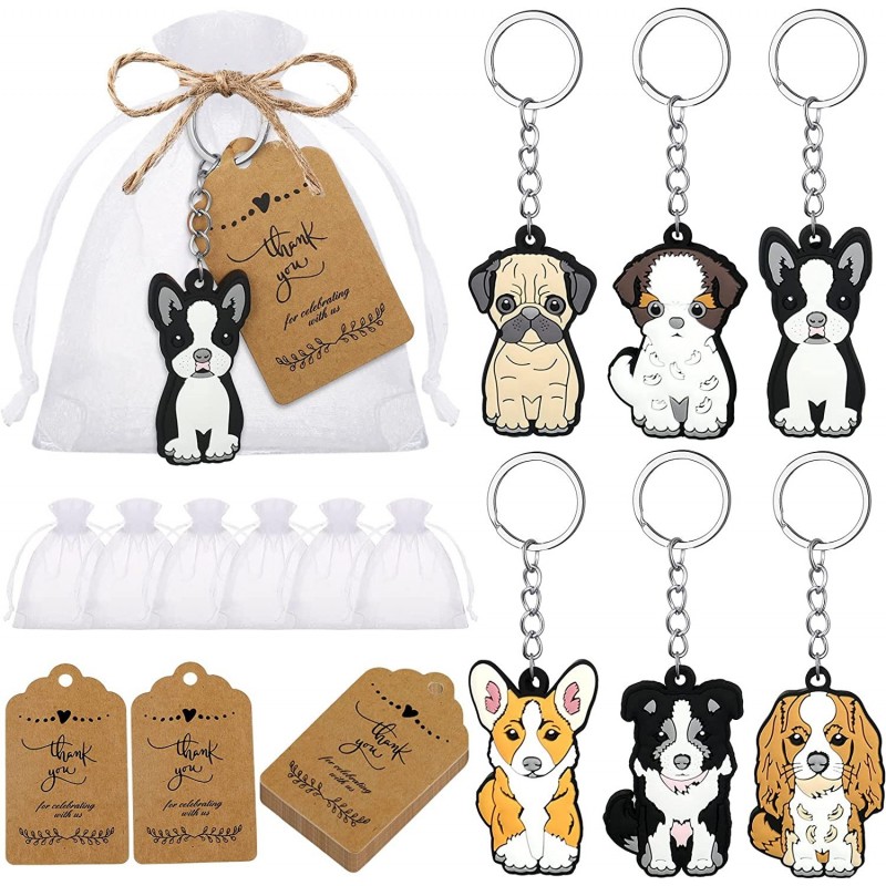 108 Pcs Puppy Party Favor Set 36 Pieces Puppy Keychains Dog Keychains 36 Pieces Organza Bags 36 Pieces Thank You Kraft Tag an...