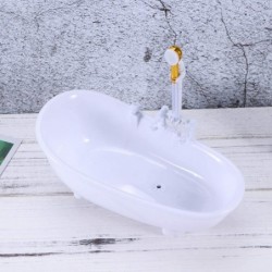 Electric Doll Bathtub White Miniature Dollhouse Bathroom Bathtub with Shower Sprayer Dolls Bath Playset for Kids Without Batt...