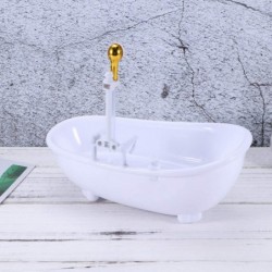 Electric Doll Bathtub White Miniature Dollhouse Bathroom Bathtub with Shower Sprayer Dolls Bath Playset for Kids Without Batt...