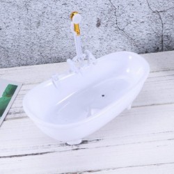 Electric Doll Bathtub White Miniature Dollhouse Bathroom Bathtub with Shower Sprayer Dolls Bath Playset for Kids Without Batt...