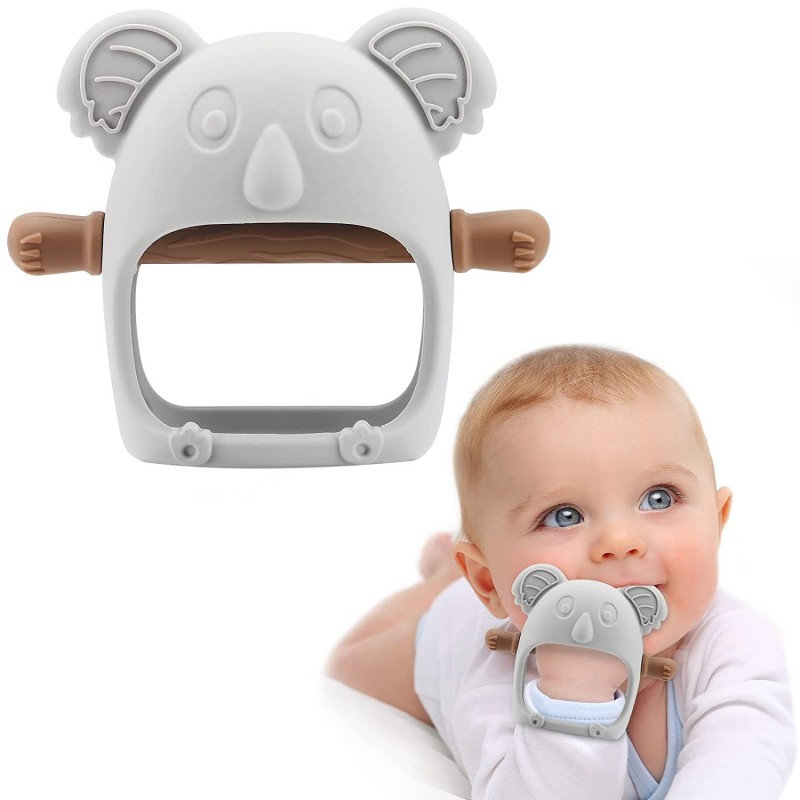 Koala Teether Toy Glue-Free Baby Wrist Teether Anti-Dropping Silicone Baby Teething Toy for 1+ Months Infants Babies Soothing...