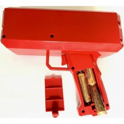 Red Money Gun Paper Playing Spray Fake Money Gun Make it Money rain Toy Gun with Pack of 100 pcs of Play Money Cash Gun for P...