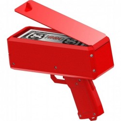 Red Money Gun Paper Playing Spray Fake Money Gun Make it Money rain Toy Gun with Pack of 100 pcs of Play Money Cash Gun for P...