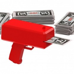 Red Money Gun Paper Playing Spray Fake Money Gun Make it Money rain Toy Gun with Pack of 100 pcs of Play Money Cash Gun for P...