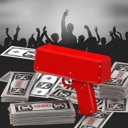 Red Money Gun Paper Playing Spray Fake Money Gun Make it Money rain Toy Gun with Pack of 100 pcs of Play Money Cash Gun for P...