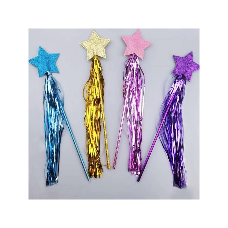 4 PCS Princess Wand Kit Star Wands Fairy Magic Dress-up Wand Girls Fairy Wand for Girl's Princess Costume Role Play Birthday ...