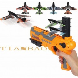 Catapult airplane toy airplane equipped with 4 airplanes pistol shooting game toys air combat glider airplane launcher fun ou...