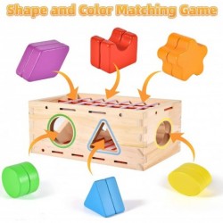 Wooden Shape Sorter Montessori Toys Age 1 2 3 Toddler Fine Motor Sorting Cube Developmental Educational Toys for 1 2 3 Year O...