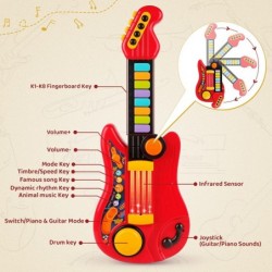 Kids Guitar 2 in 1 Musical Instruments for Kids Piano Toddler Toy Guitar with Strap Electric Guitar for Kids Music Toys for 3...