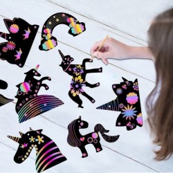 48 Pcs Unicorn Scratch Craft Art Ornaments Scratch Cards Art Set Unicorn Birthday Decorations for Girls Boys Unicorn Party Fa...