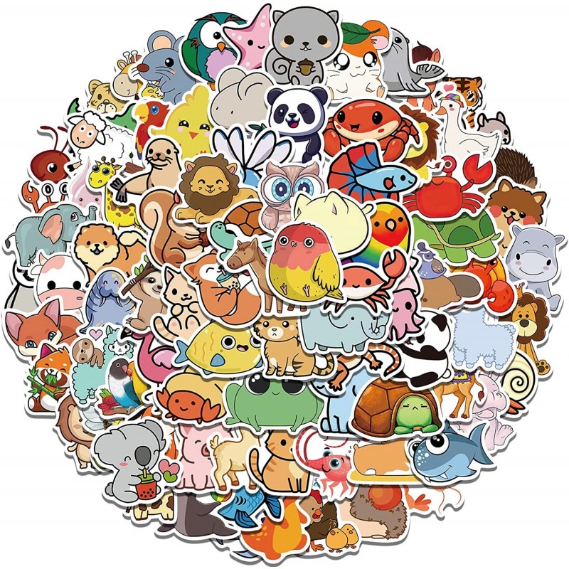 100pcs Cartoon Animals Stickers for Kids Water Bottles Cute Vinyl Decals for Laptop Scrapbook Phone Luggage Notebook Pad Bike...