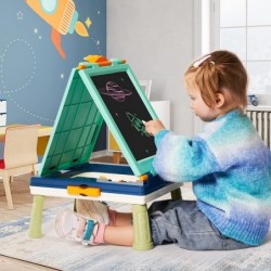 Easel for Kids 5IN1 Tabletop Standing Easel with Chalkboard and Magnetic White Board Letters Portable Art Easel for Toddlers ...