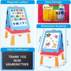 Easel for Kids 5IN1 Tabletop Standing Easel with Chalkboard and Magnetic White Board Letters Portable Art Easel for Toddlers ...