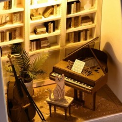 Dollhouse Miniature with Furniture DIY Dollhouse Kit Paper Mini Model with LED Light 1:24 Scale Creative Room Idea for Adult ...