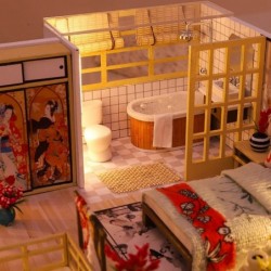 Dollhouse Miniature DIY House Kit with Japanese Style Creative Room with Furniture for Romantic Valentine's Gift (Quiet and E...