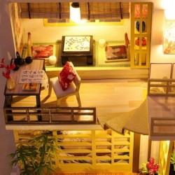 Dollhouse Miniature DIY House Kit with Japanese Style Creative Room with Furniture for Romantic Valentine's Gift (Quiet and E...