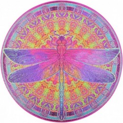 Puzzle-Zentangle Dragonfly-1000 Pieces Vivid Dragonfly Round Mandala Puzzle Color Challenge Jigsaw Puzzles $31.75 Jigsaw Puzzles