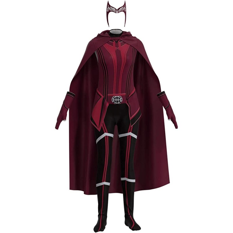 Girls Wanda Maximoff Costume Jumpsuit Pants with Cape Headpiece Cosplay for Halloween $66.44 Kids' Costumes