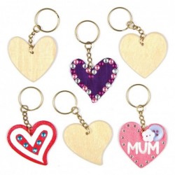 AF906 Heart Wooden Keyrings - Pack of 8 Craft Kits for Kids to Paint Make and Wear $14.07 Craft Kits